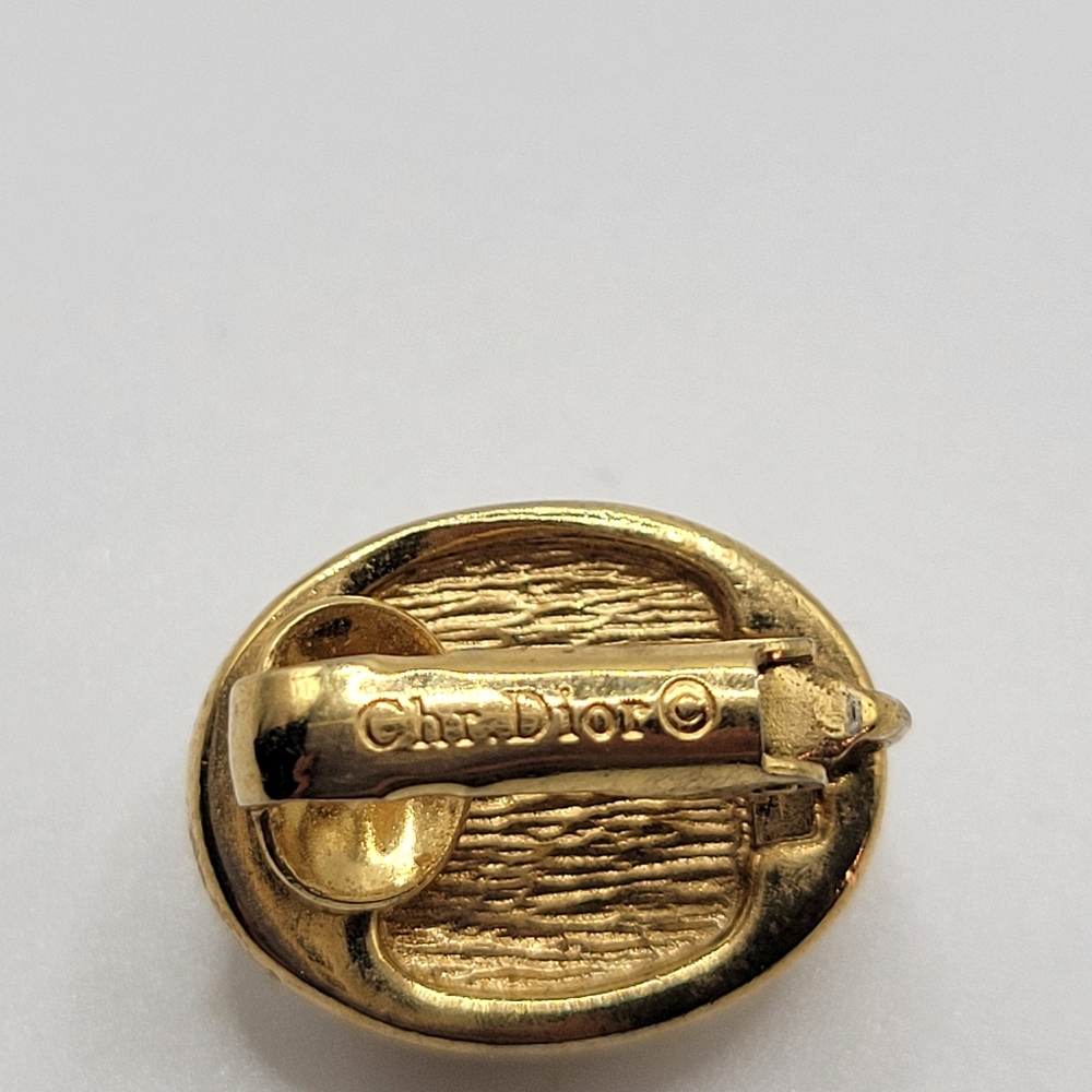 VTG Christian Dior Faux Pearl & Gold Tone Clip-on Earrings | SIGNED - Picture 4 of 9